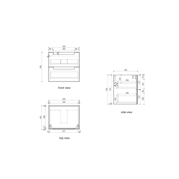 Lovina Fluted Wall Hung Vanity (600-1800mm)