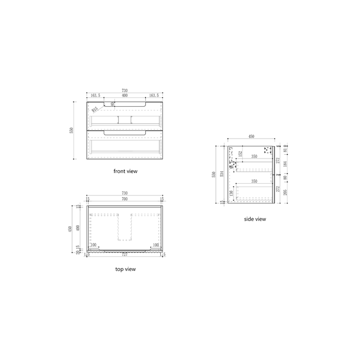 Lovina Fluted Wall Hung Vanity (600-1800mm)