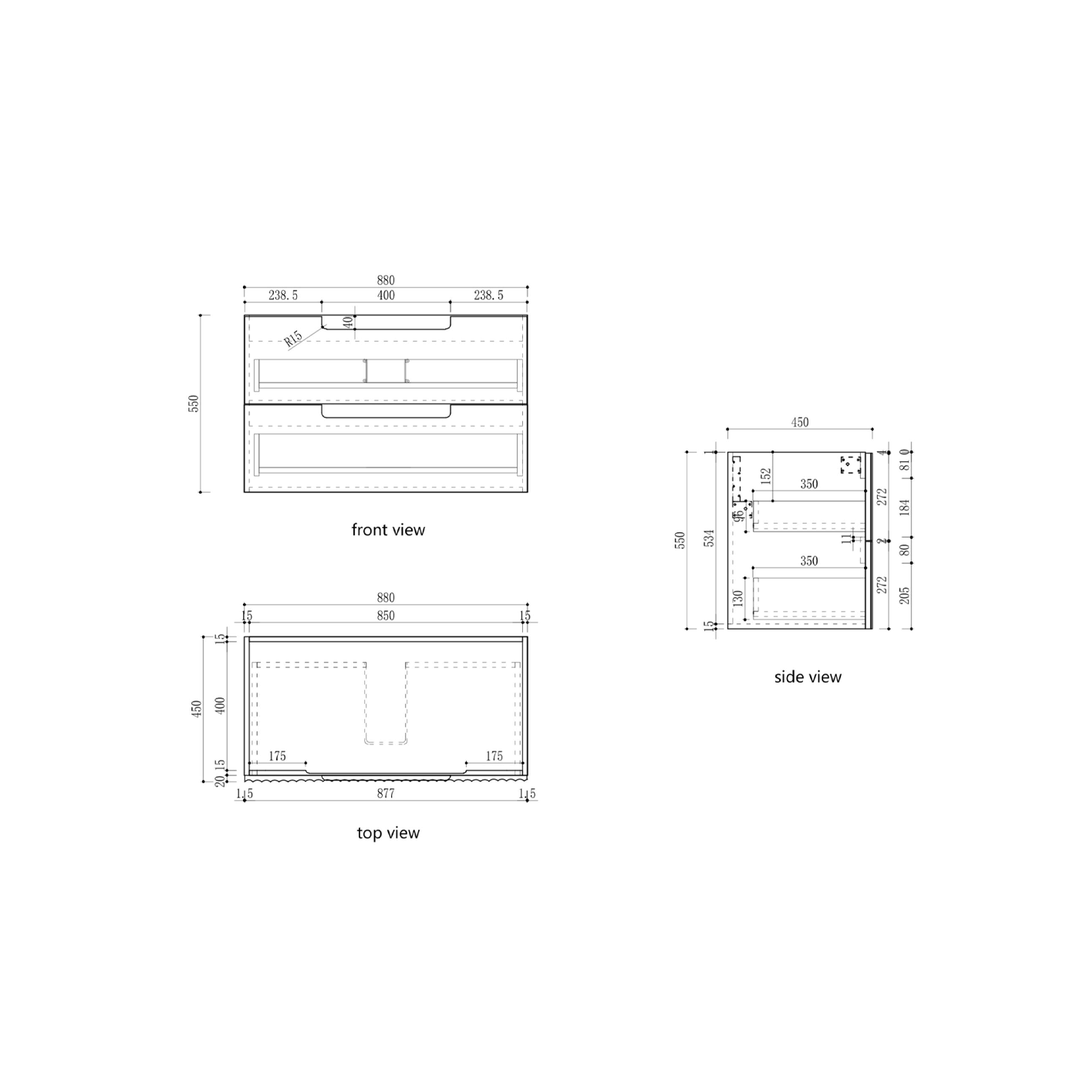 Lovina Fluted Wall Hung Vanity (600-1800mm)