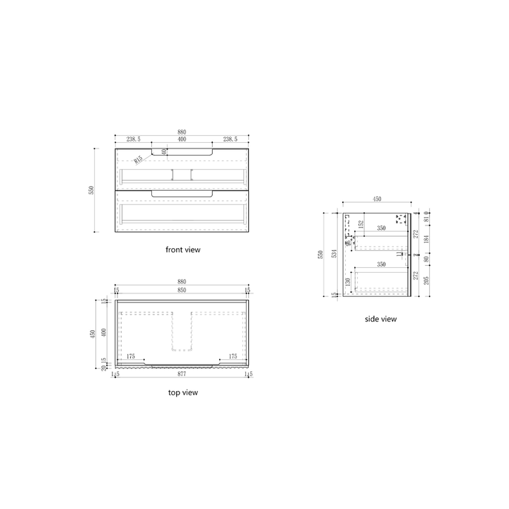 Lovina Fluted Wall Hung Vanity (600-1800mm)