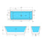 Lune Square Freestanding Back to Wall Bathtub 1575-1700mm