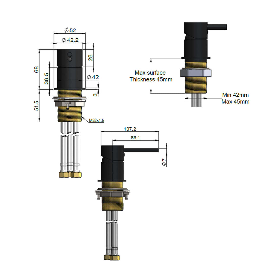 Meir Round Pin Hob Mixer