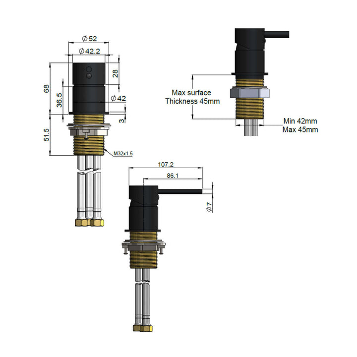 Meir Round Pin Hob Mixer