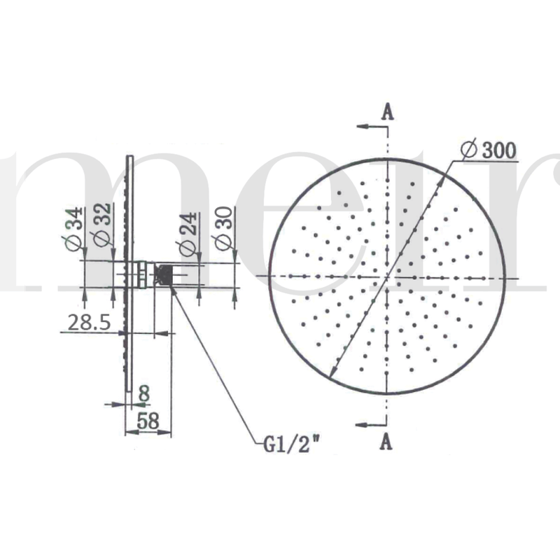 Meir Round Rain Shower Head 300mm