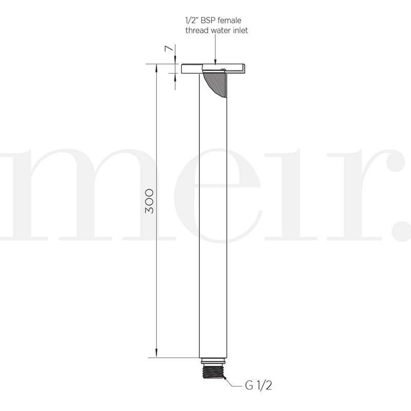 Meir Round Vertical Shower Arm 300mm