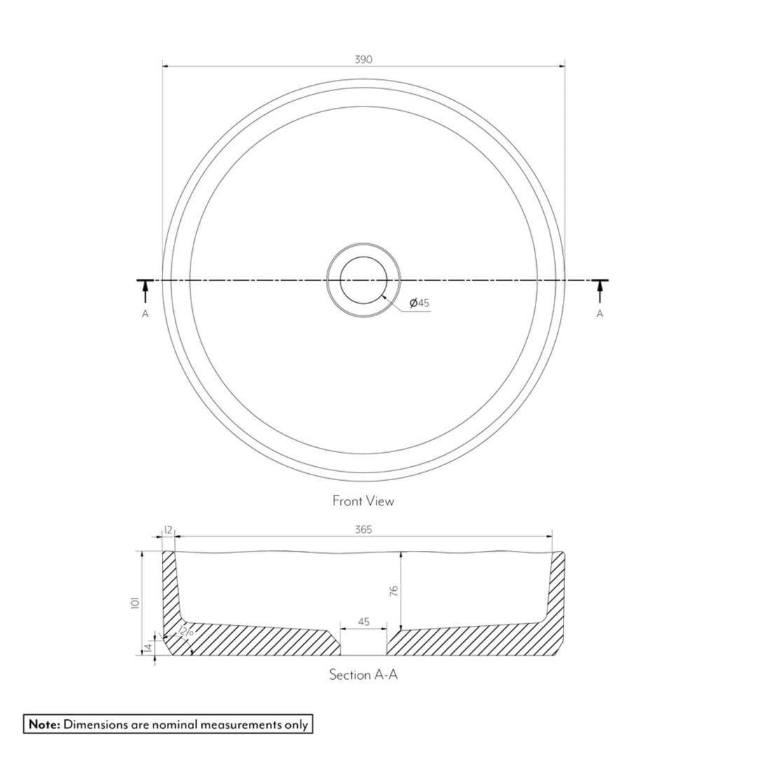 Melia Concrete Basin 390mm