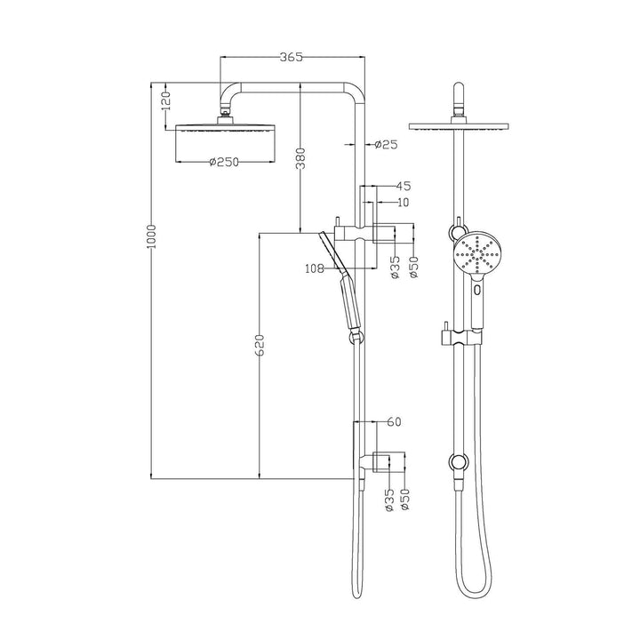 Milan Round Twin Shower Rail System