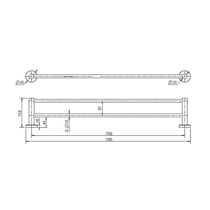 Mirage Round Double Towel Rail