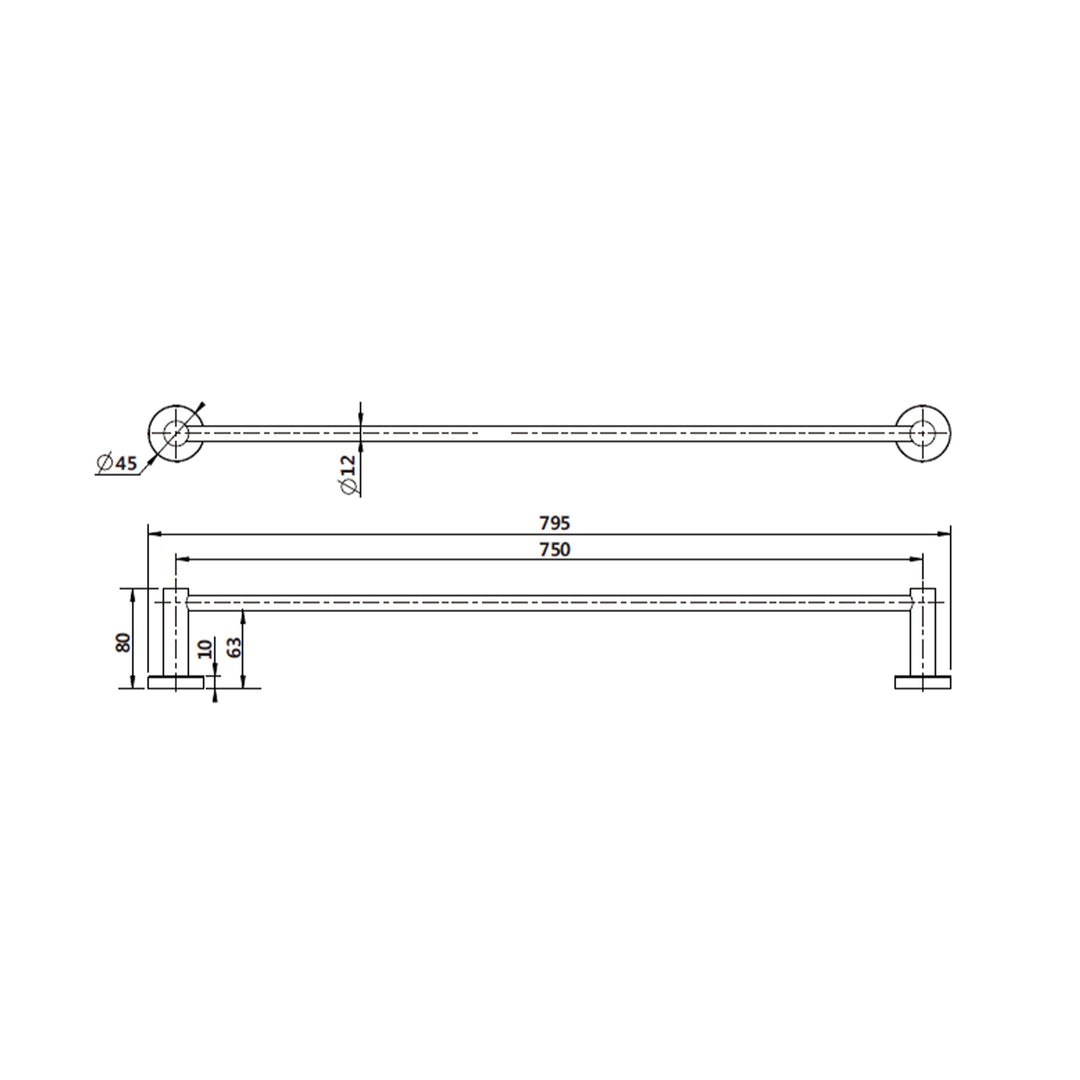 Mirage Round Single Towel Rail