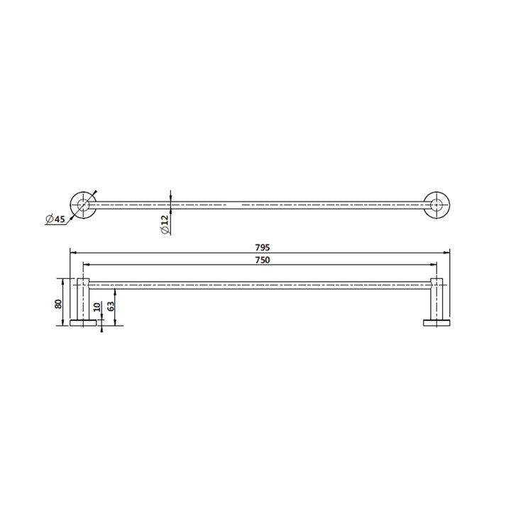 Mirage Round Single Towel Rail