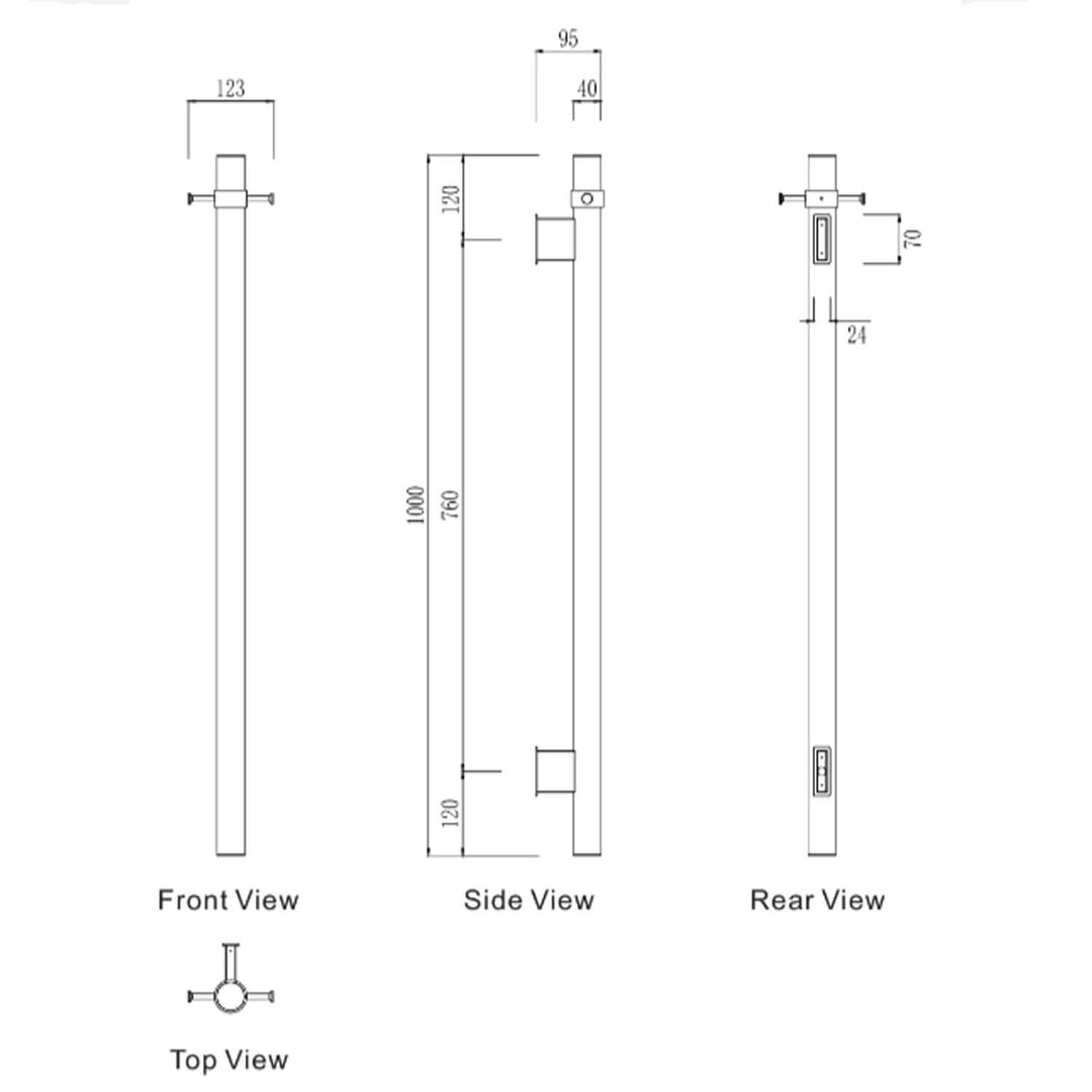 Mirage Vertical Heated Towel Rail 1000mm