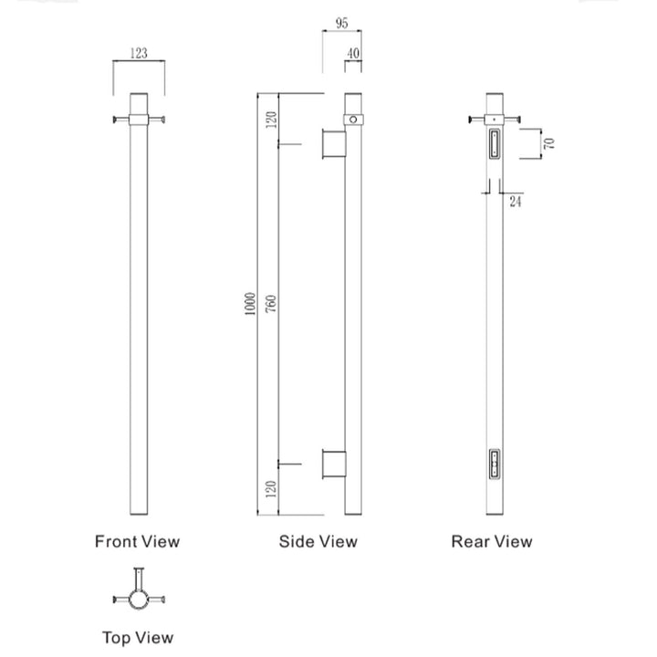 Mirage Vertical Heated Towel Rail 1000mm