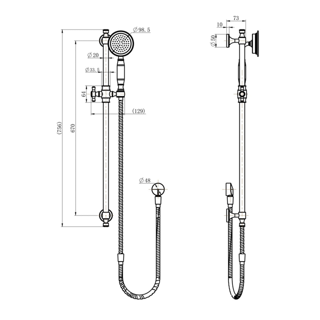 Montpellier Sliding Shower Rail