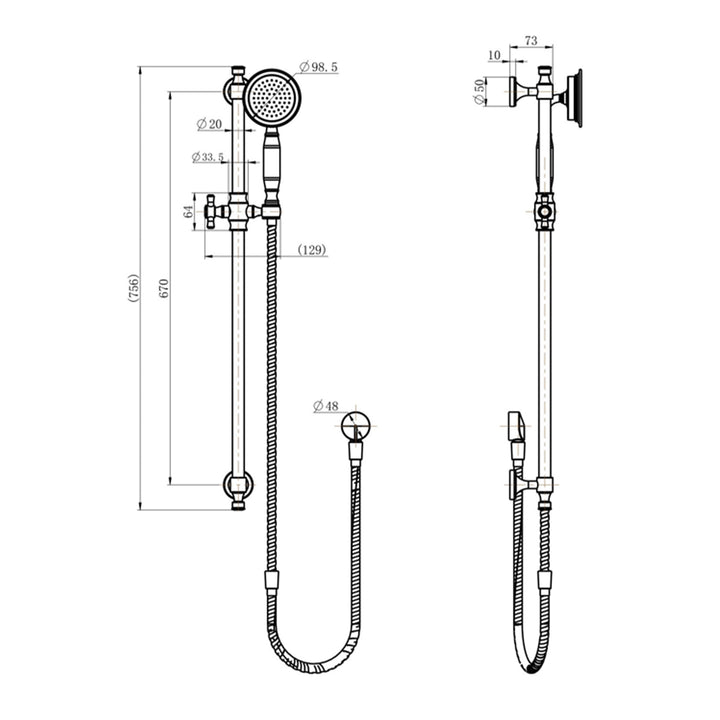 Montpellier Sliding Shower Rail