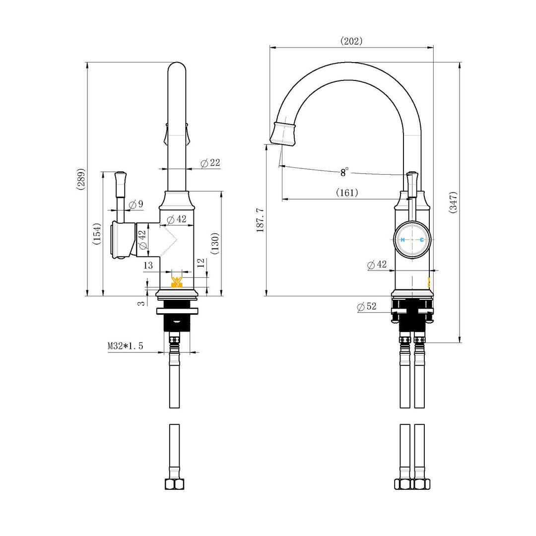 Montpellier Gooseneck High Rise Basin Mixer