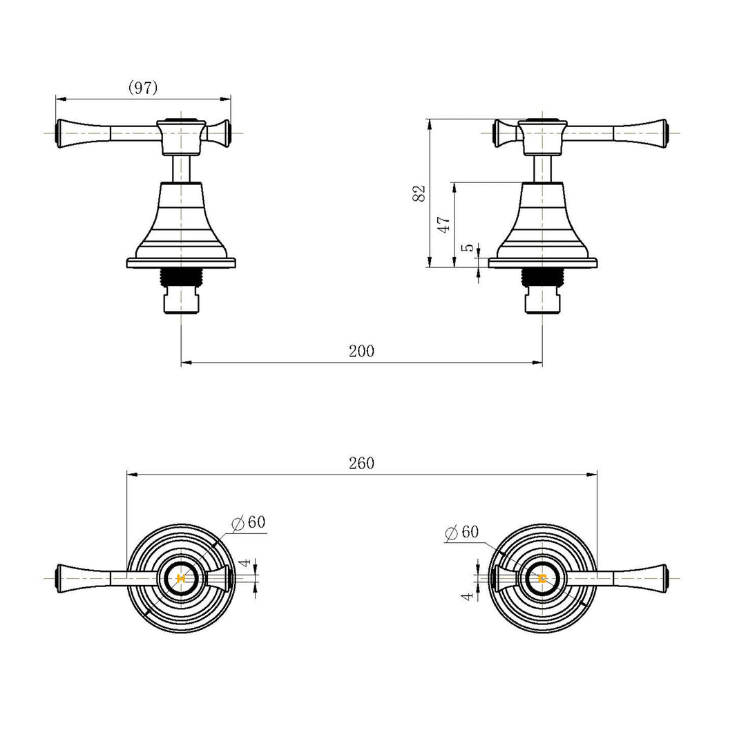 Montpellier Wall Top Assembly Taps