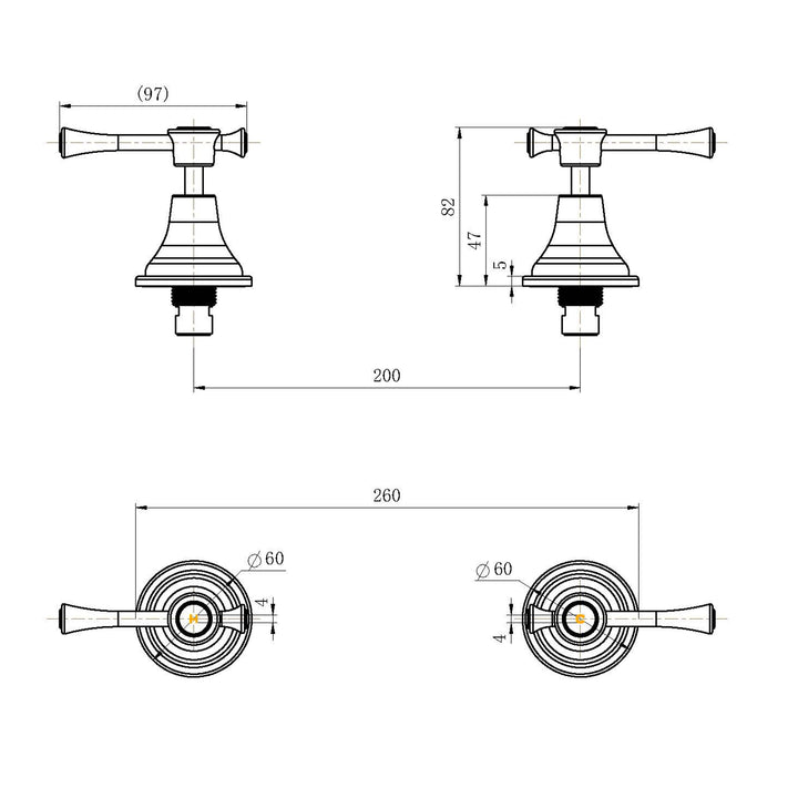 Montpellier Wall Top Assembly Taps