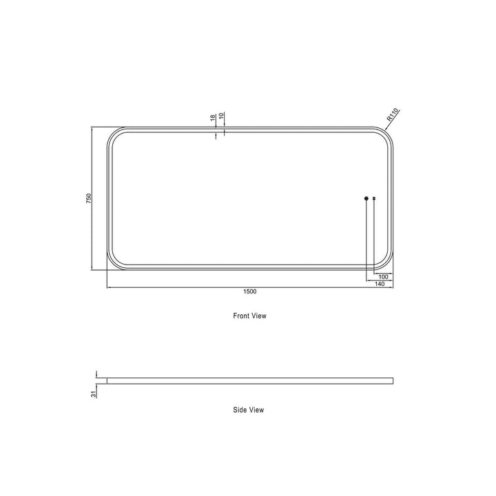 Newport LED Framed Bathroom Mirror (450-1500mm)