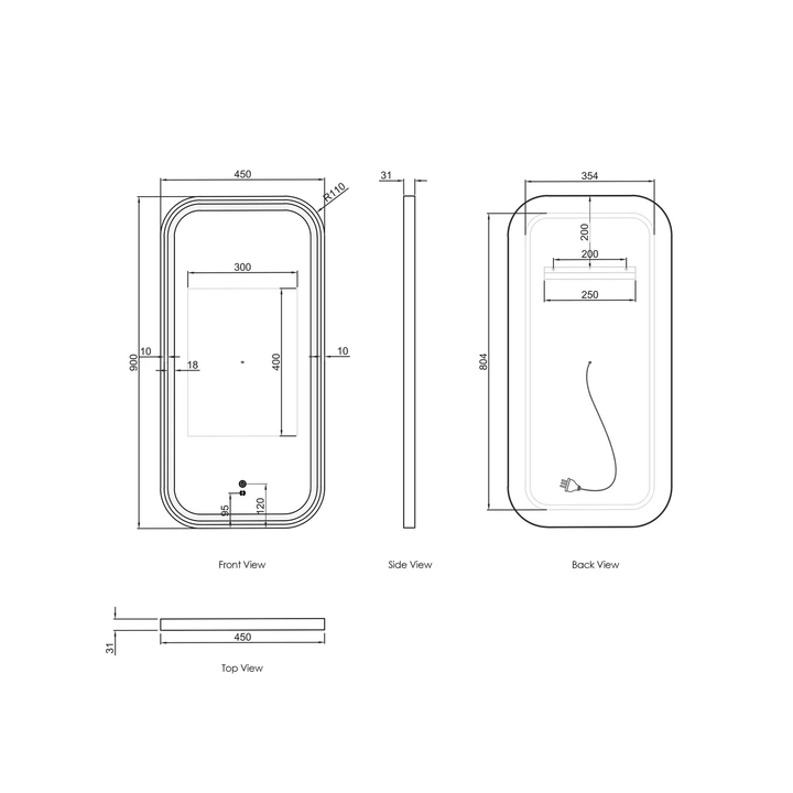 Newport LED Framed Bathroom Mirror (450-1500mm)