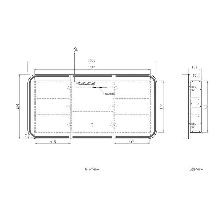 Newport LED Rectangular Mirror Cabinet (900-1500mm)