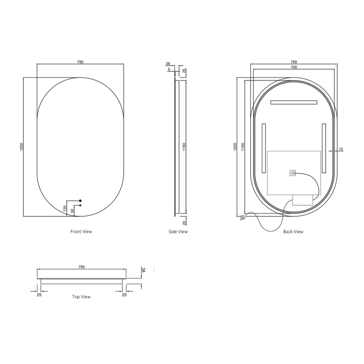 Noosa LED Pill Backlit Bathroom Anti-Fog Mirror