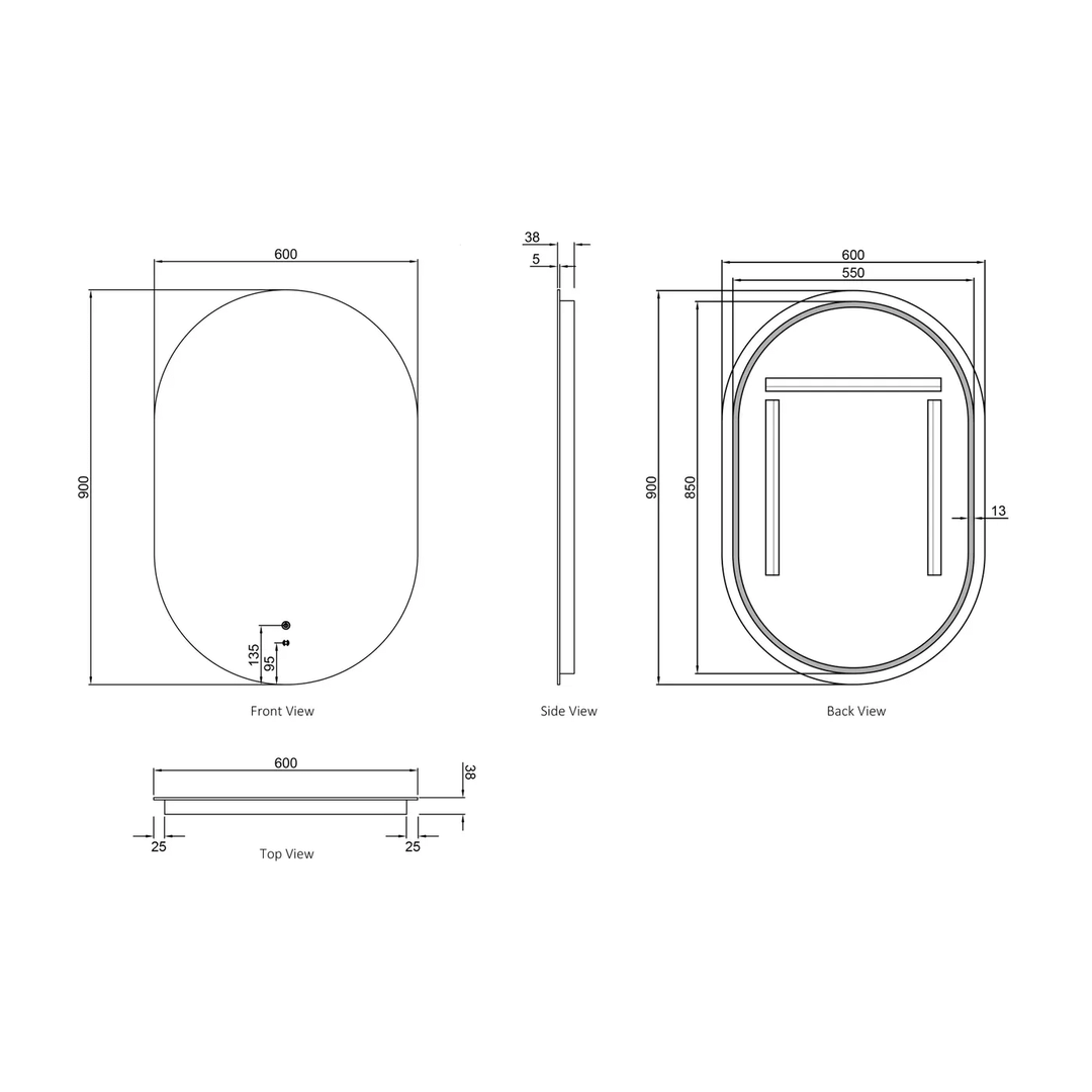 Noosa LED Pill Backlit Bathroom Anti-Fog Mirror
