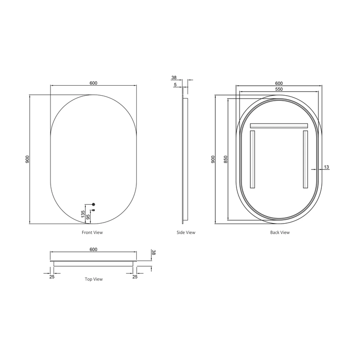 Noosa LED Pill Backlit Bathroom Anti-Fog Mirror