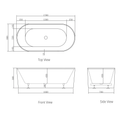 Noosa Fluted Freestanding Oval Bathtub 1500-1700mm
