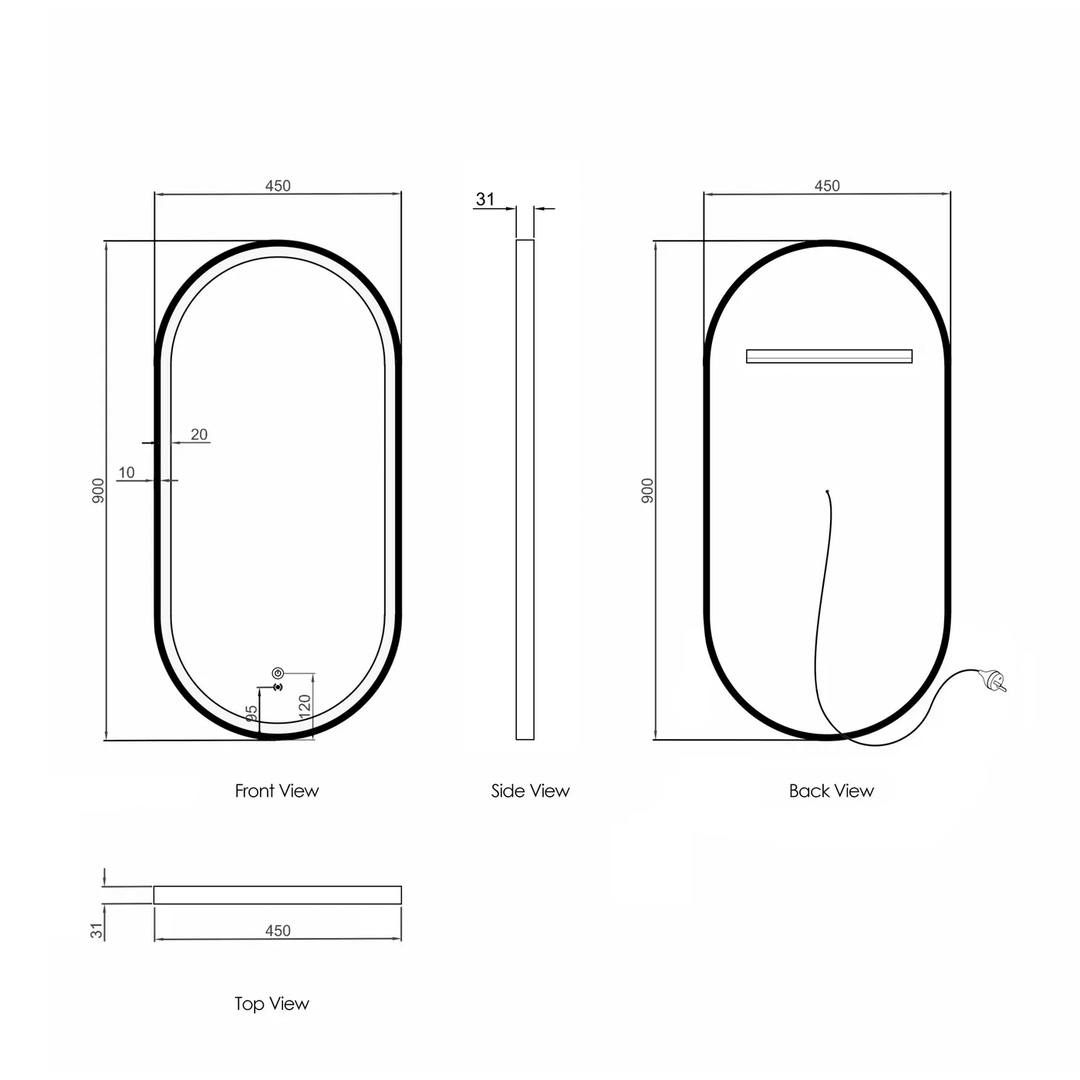 Noosa LED Pill Framed Anti-Fog Backlit Mirror (450-1800mm)