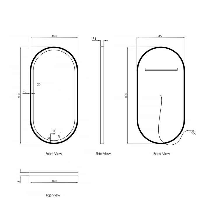 Noosa LED Pill Framed Anti-Fog Backlit Mirror (450-1800mm)
