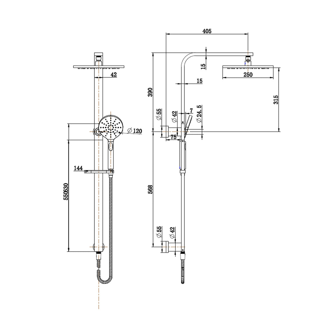 Nova Twin Shower Column Set