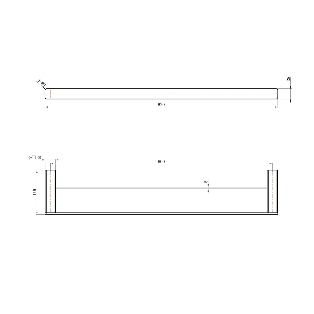 Nova Square Double Towel Rail