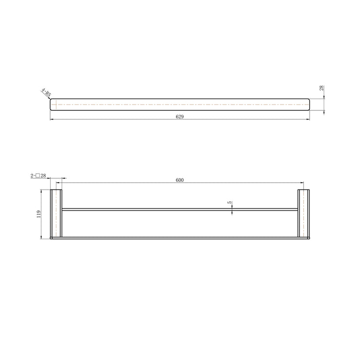 Nova Square Double Towel Rail