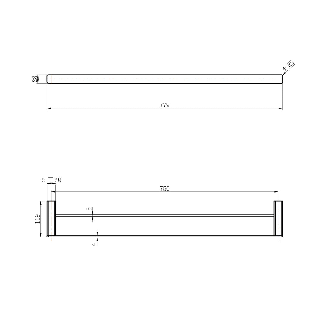 Nova Square Double Towel Rail