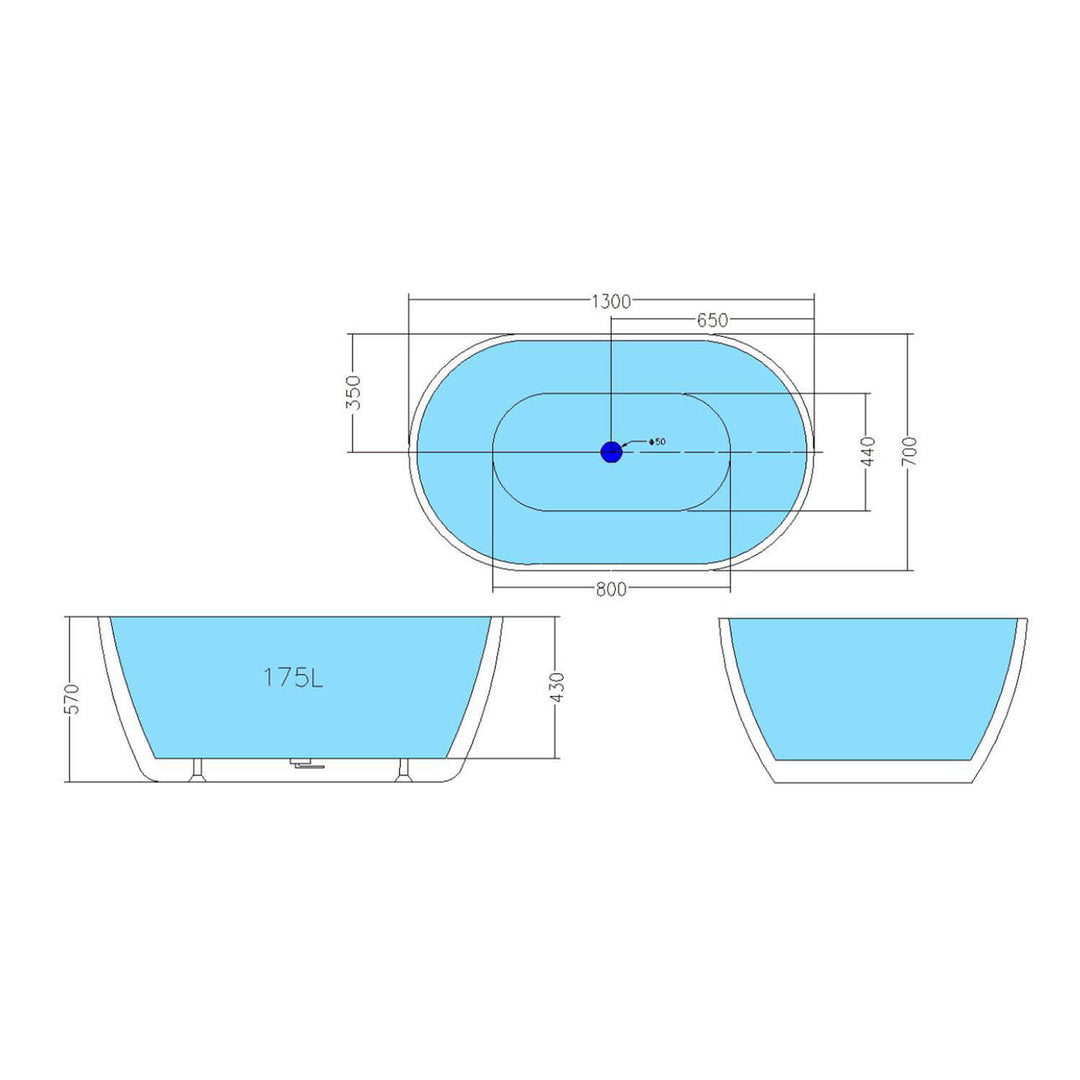 Olivia Oval Shape Freestanding Bathtub