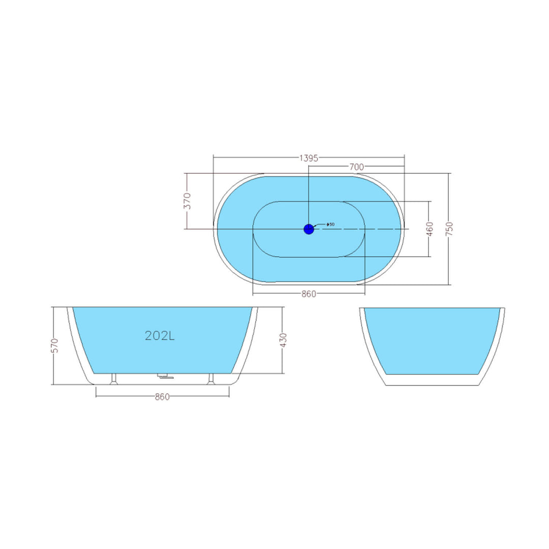 Olivia Oval Shape Freestanding Bathtub