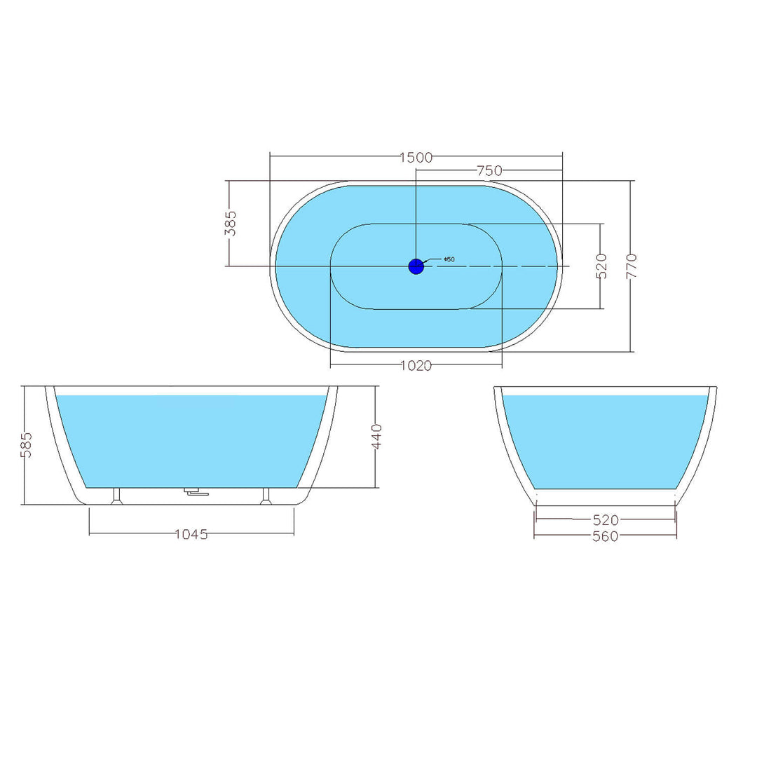 Olivia Oval Shape Freestanding Bathtub