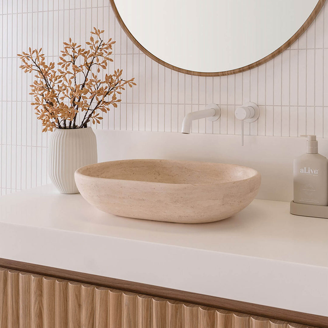 Ollie Natural Stone Above Counter Basin 500x340mm