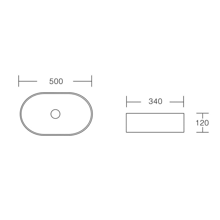 Berlin Pill LUX Oval Above Counter Ceramic Basin 500mm