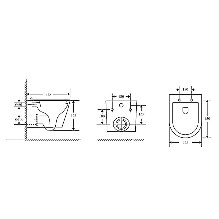 Parma Wall Hung Rimless Toilet R&T Cistern Package