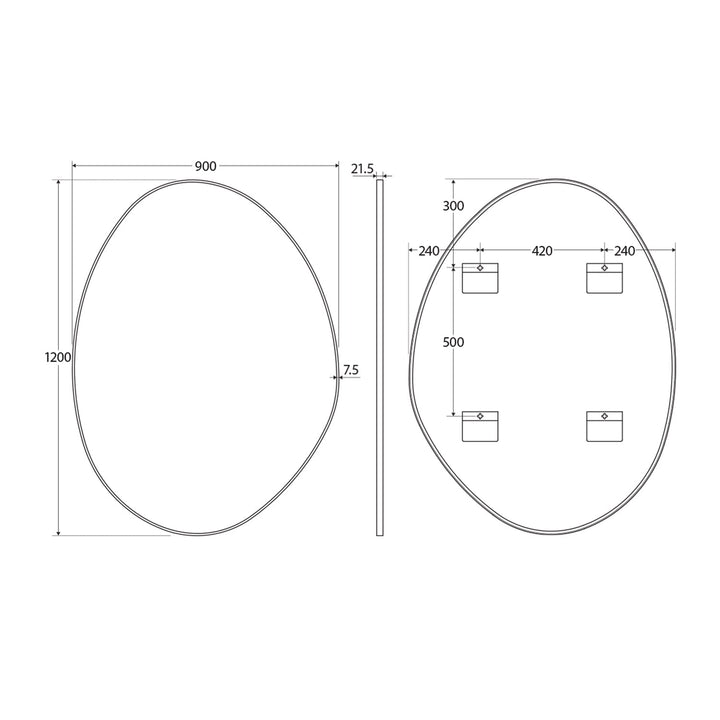 Pebble Asymmetrical Framed Mirror
