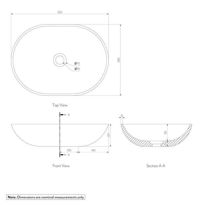Pedra Oval Stone Basin 520mm