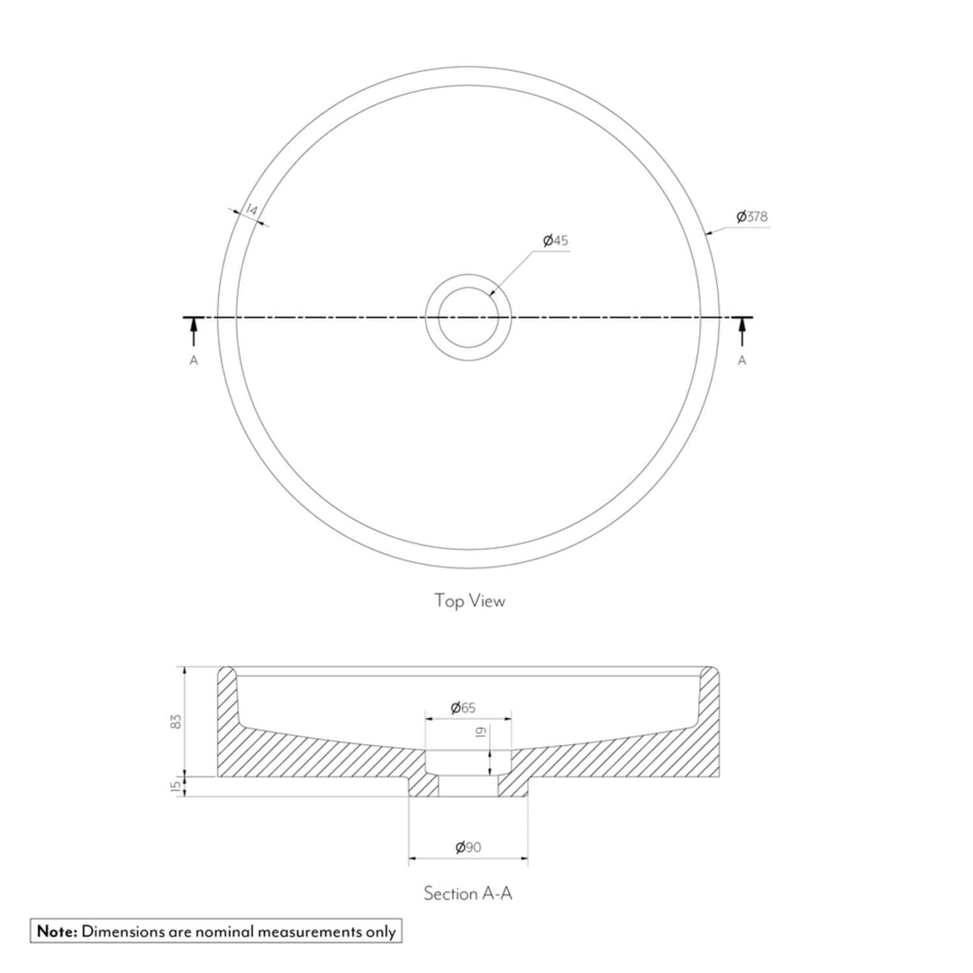 Pedra Round Stone Basin 380mm