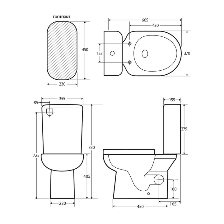 Petra Skew Trap Close Coupled Toilet