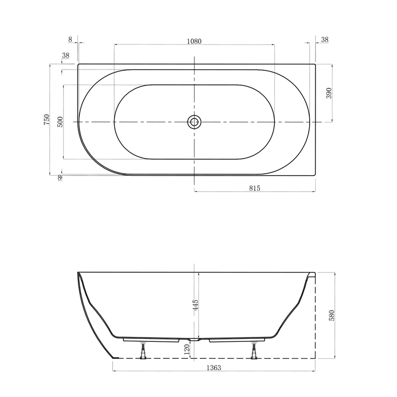 Positano Corner Bathtub 1400-1600mm