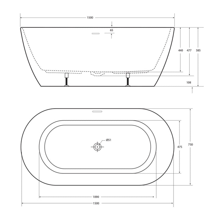 Positano Curved Freestanding Oval Bathtub