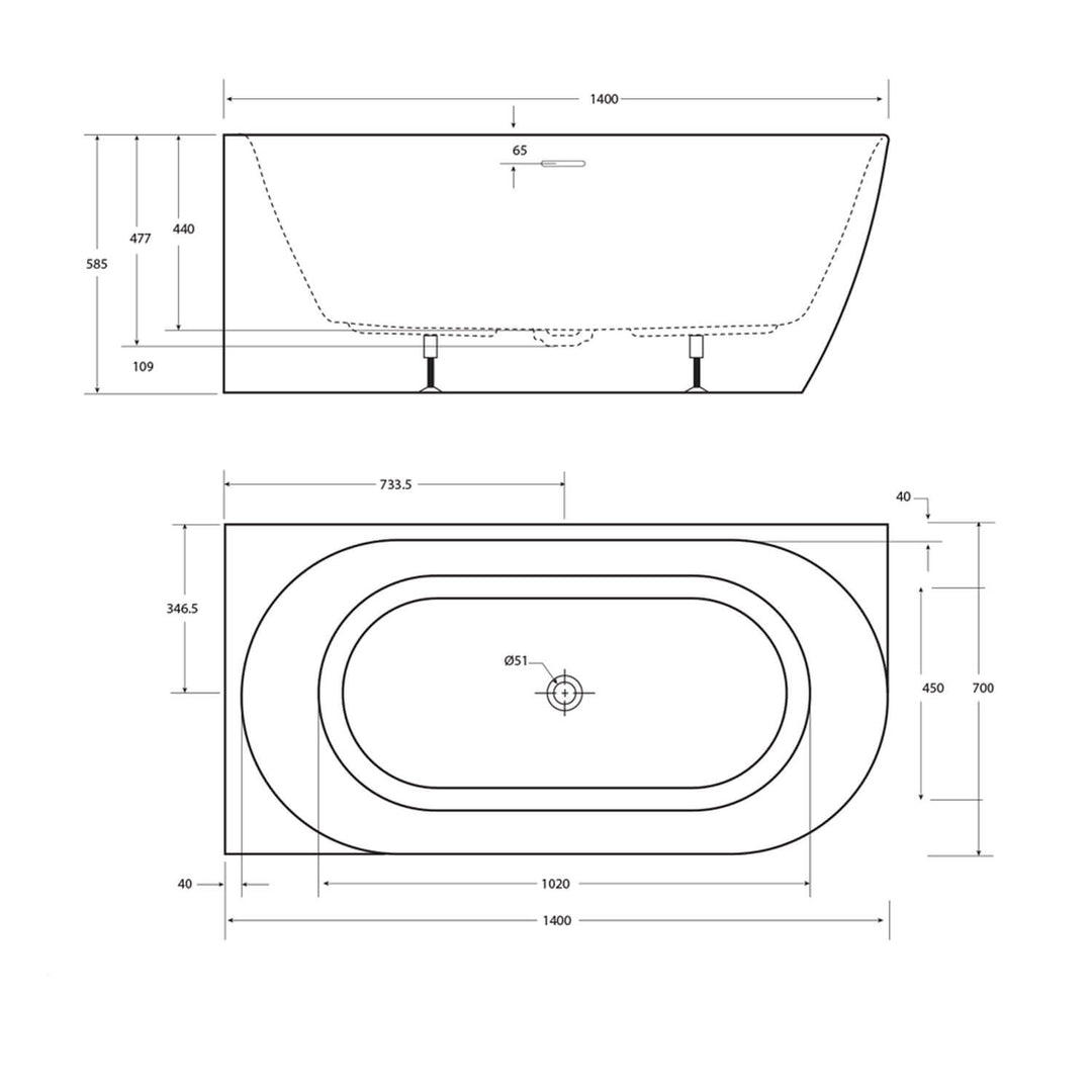 Positano Curved Corner Bathtub