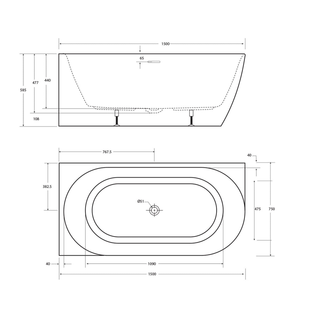 Positano Curved Corner Bathtub