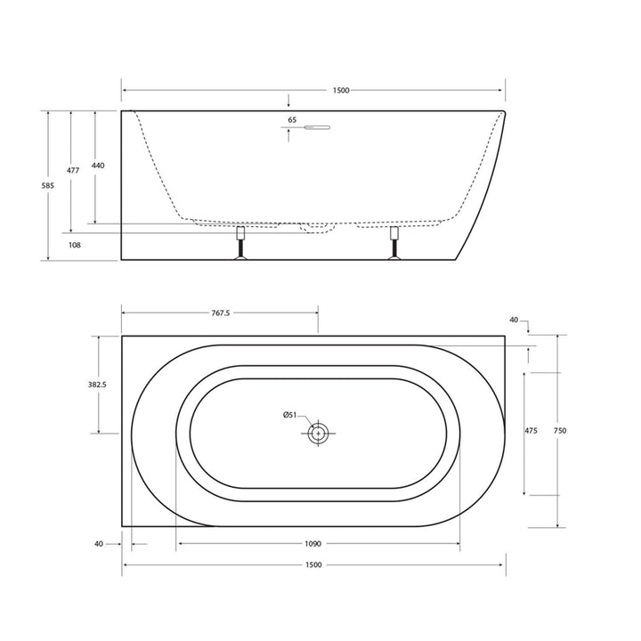 Positano Curved Corner Bathtub