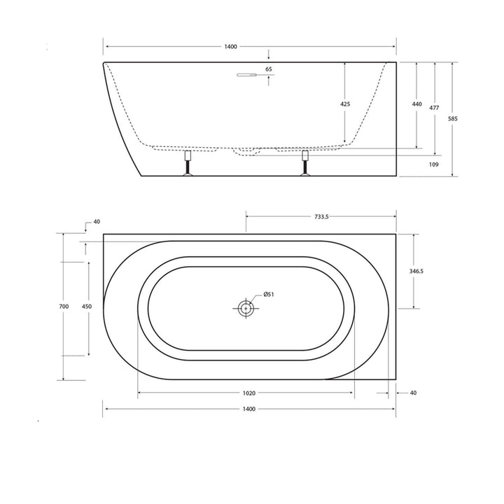 Positano Curved Corner Bathtub